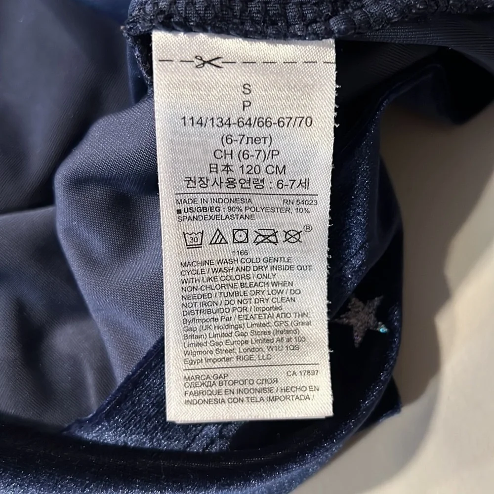 GAP Kids Girls Navy Long Sleeve Dress with Silver Sparkly Stars, Size S